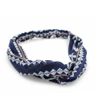 Bandeau mousseline stretch bleu et blanc