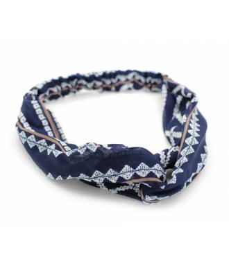 Bandeau mousseline stretch bleu et blanc