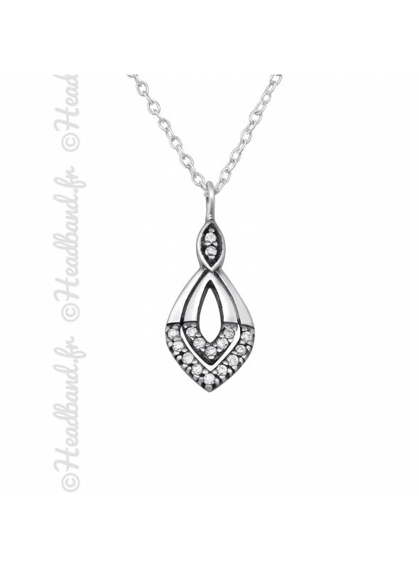 Collier avec pendentif torsadé strass argent 925