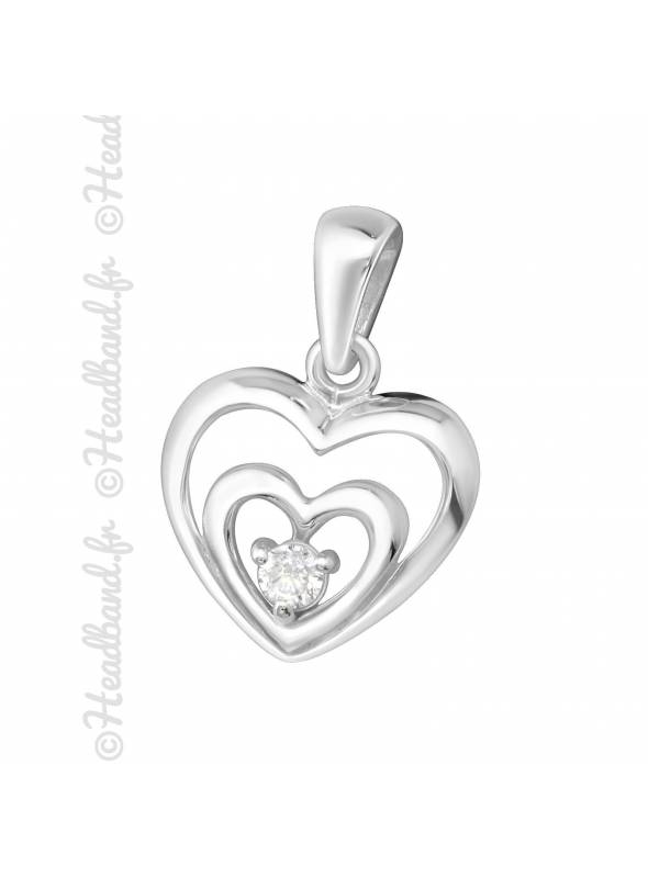 Pendentif boule strass blanc argent 925