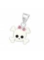 Pendentif enfant tête de mort girly argent 925