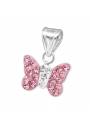 Pendentif enfant papillon strass rose argent 925