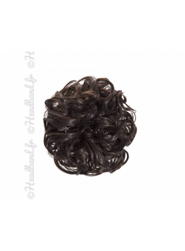 Chouchou en cheveux postiche - Châtain foncé
