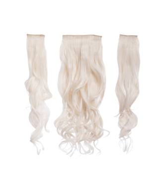 Kit extensions cheveux 3 bandes ondulées 50 cm - Blond très clair