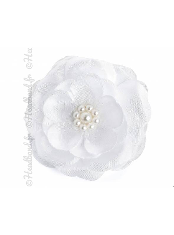Grande barrette fleur blanche mariée