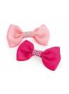 Barrette clip noeud strass rose x 2