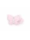 Barrette papillon vichy rose