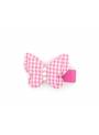 Barrette papillon vichy fushia