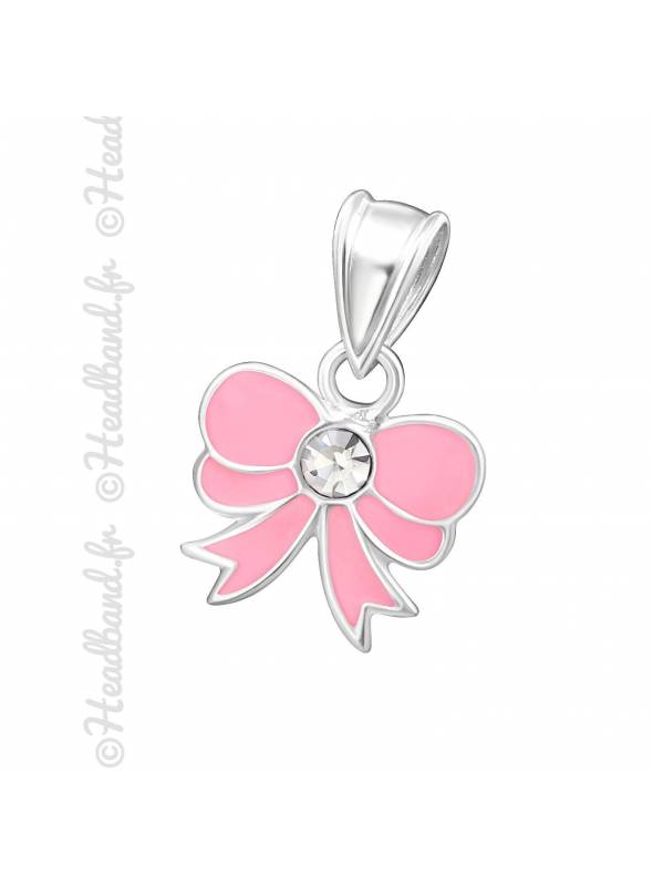 Pendentif epoxy noeud rose argent 925