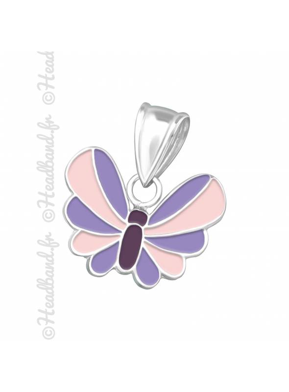 Pendentif papillon rose argent 925