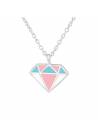 Collier motif diamant pastel argent