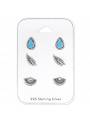 3 clous d'oreilles bali ethniques argent