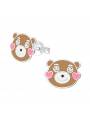 Boucles enfant nounours kawai argent