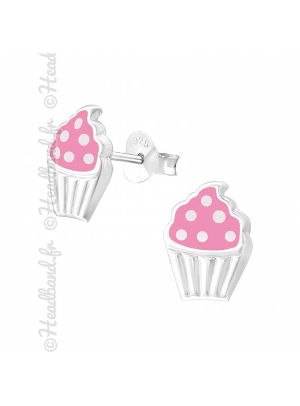 Boucles d'oreilles cupcake argent