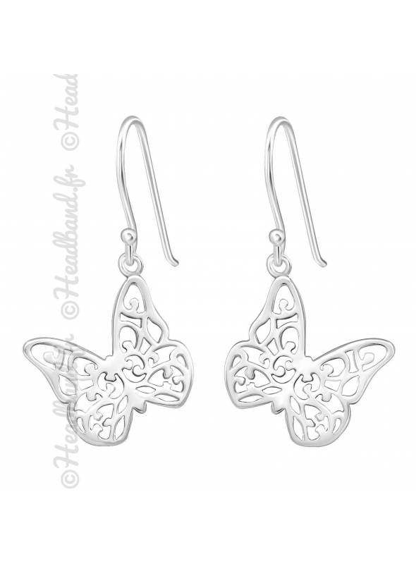 Boucles d'oreilles papillon argent