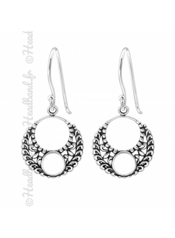 Boucles d'oreilles Bali pendantes argent