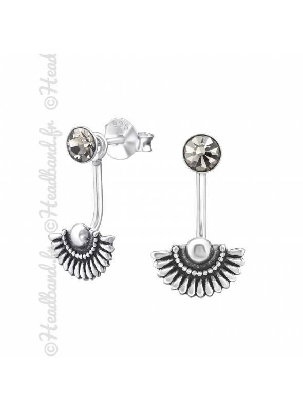 Boucles d'oreilles inversées Bali argent