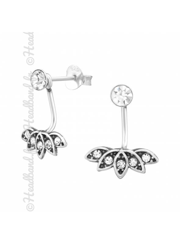 Boucles d'oreilles inversées feuilles argent