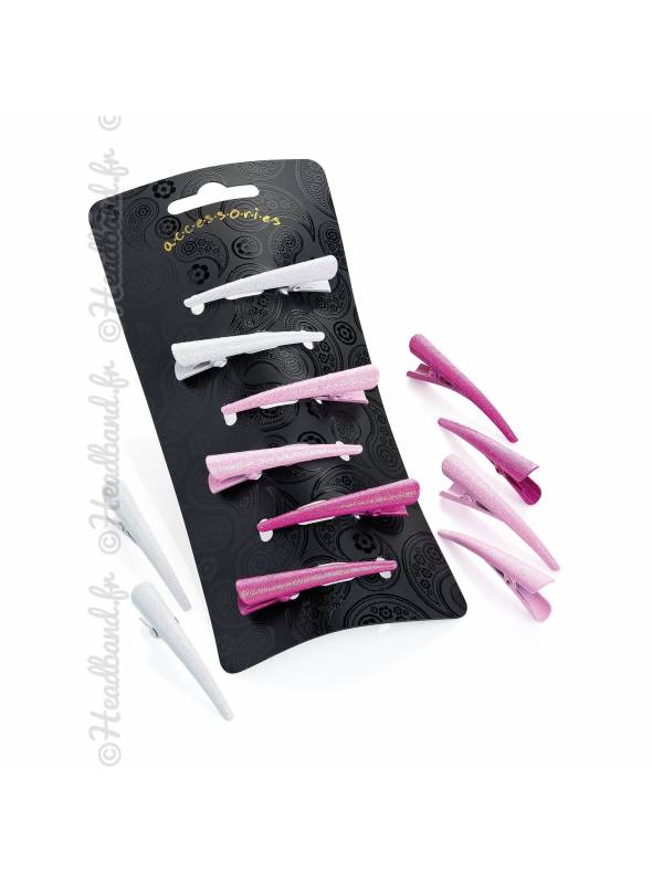 Lot de 6 mini pinces bec rose