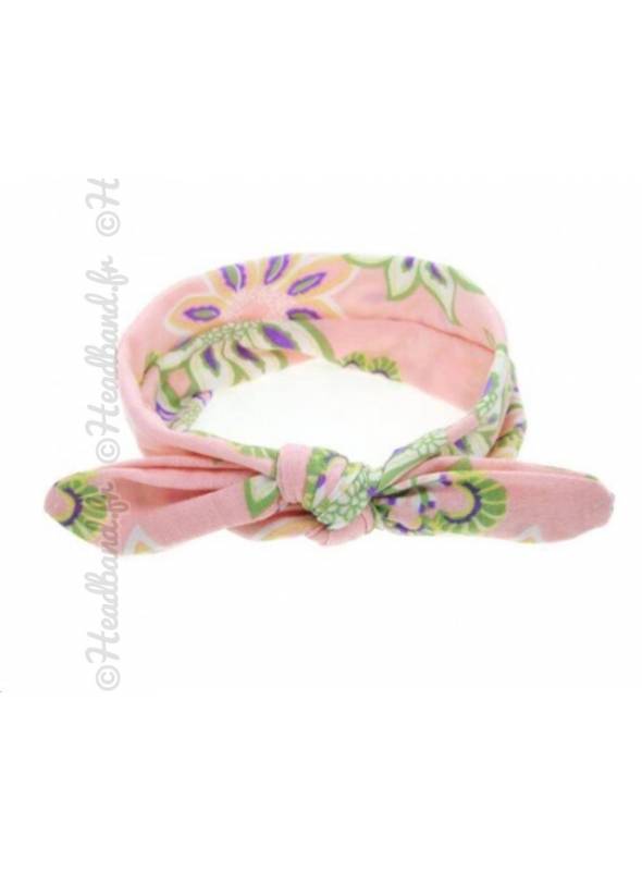 Bandeau enfant noeud rose pâle