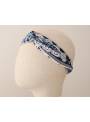 Turban cheveux motif vintage bleu marine