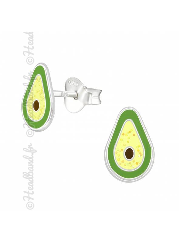 Clous d'oreilles avocat fille argent