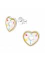 Clous d'oreilles donut coeur fille argent