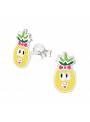 Clous d'oreilles ananas coloré enfant argent
