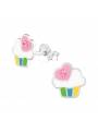 Clous d'oreilles lapin cornet glace argent