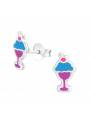 Clous d'oreilles sorbet émail enfant argent