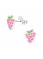 Clous d'oreilles grappe raisin rose argent