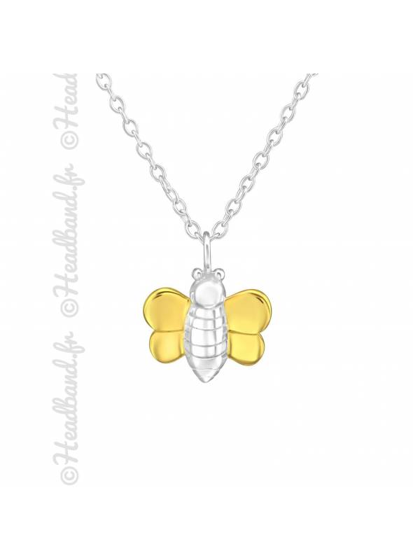 Collier abeille plaqué or argent 925