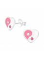 Clous d'oreilles coeur yin yang argent