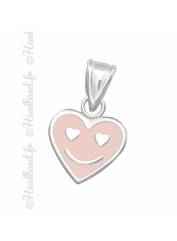 Pendentif enfant coeur smiley argent