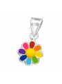 Pendentif enfant fleur multicolore argent