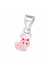 Pendentif enfant lapin rose argent