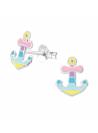 Clous d'oreille ancre pastel argent