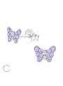 Clous d'oreilles papillon violet avec cristaux Swarovski