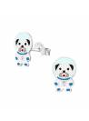 Boucles d'oreille chien astronaute argent