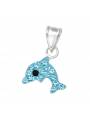 Pendentif enfant dauphin strass bleu argent