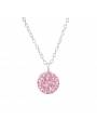 Collier rond strass cristaux rose argent 925