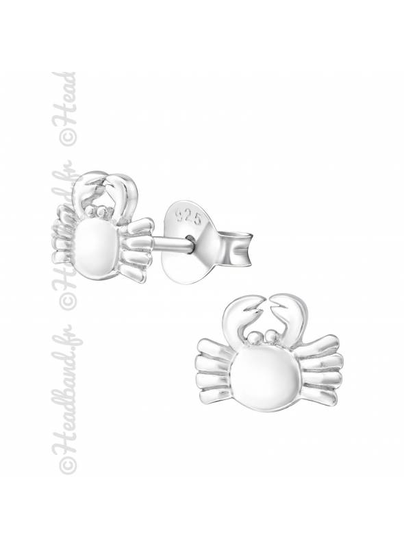 Boucles d'oreille enfant crabe argent
