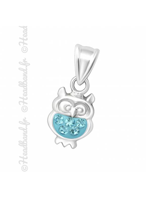 Pendentif enfant chouette strass argent