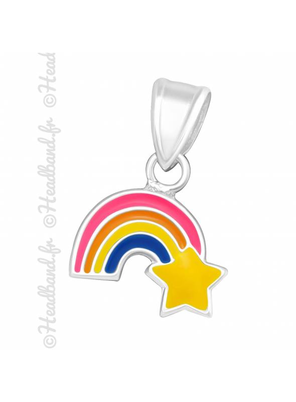 Pendentif enfant arc en ciel étoile argent