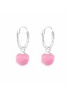 Créoles enfant pompon rose argent 925
