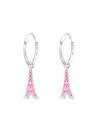 Créoles enfant tour Eiffel rose argent 925