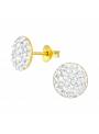 Clous d'oreilles rond strass blanc plaqué or
