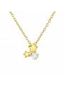 Collier trio étoiles et cristaux plaqué or