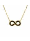 Collier signe infini cristaux noir plaqué or