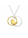 Collier médaillon oiseau plaqué or et argent